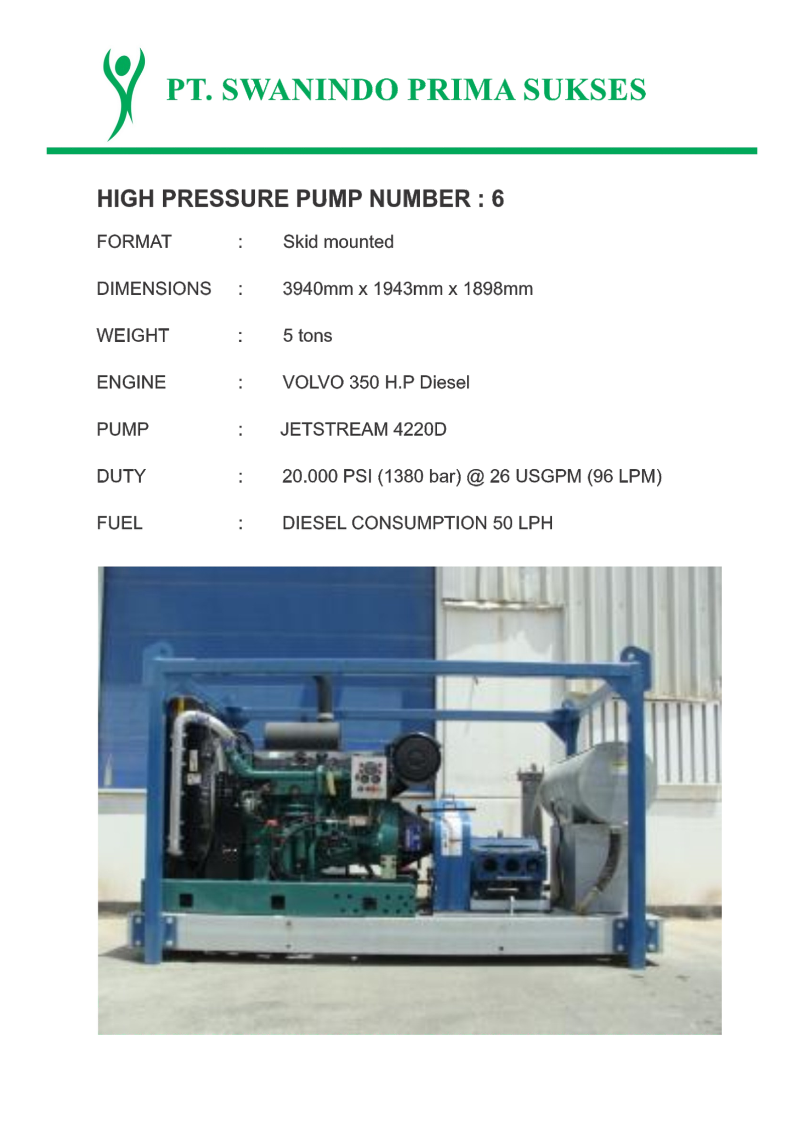 High pressure pump machine — Swanindo catalog