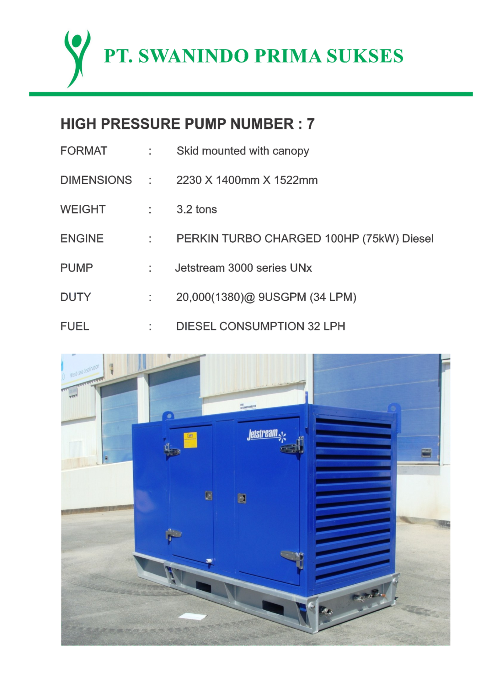 High pressure pump machine — Swanindo catalog